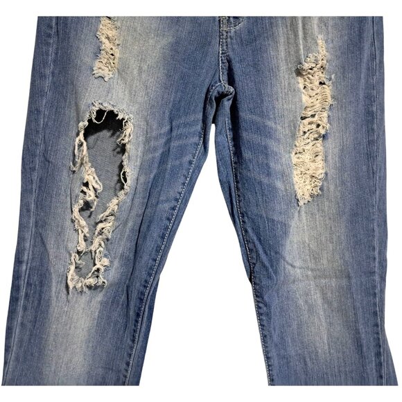 Mossimo Supply Co Jeans Womens Size 9 Distressed Trashed Ankle Crop Blue 99% Cot - Picture 5 of 9